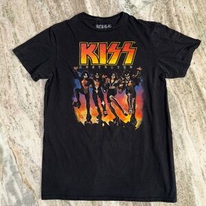 KISS Destroyer Band T Shirt Graphic Rock Tee Black Size M